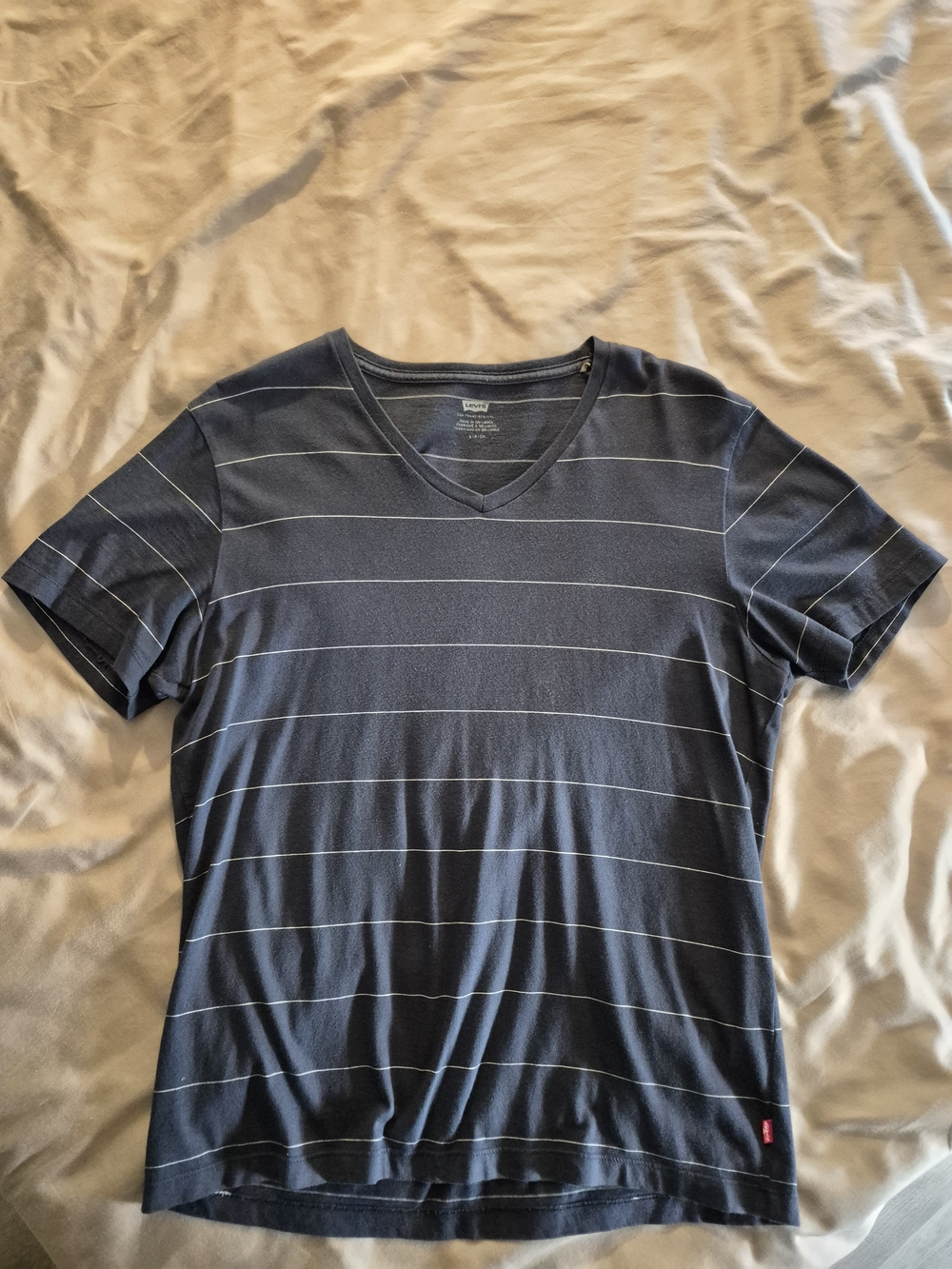 Levi's Men's Dark Blue V-Neck Striped Tee